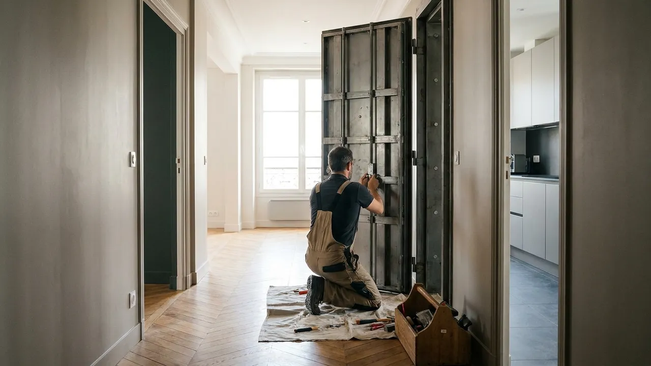 Installation d'une porte blindée dans un immeuble ancien de Romainville par un serrurier